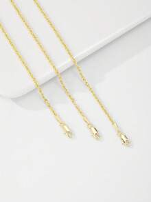 1 件新款韩式双编织铜链项链，长度 45 厘米-60 厘米，男女通用，简约，适合各种场合和日常佩戴的吊坠项链 - 金黃色 - 查看 4