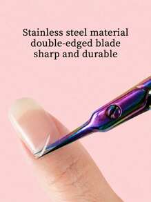 Forbici per cuticole in acciaio inossidabile con punta curva di precisione - Confezione da 1 paio di forbici per unghie ambidestre, inodori, con impugnatura antiscivolo per manicure e pedicure, forbici per cuticole in stile russo per pre-trattamento, forbici per unghie a punta, forbici da bellezza con lama a quattro lati, ideali per vacanze, spiaggia, set da viaggio, forniture per unghie, strumenti per unghie, strumenti per arte di unghie, rientro a scuola, unghie, strumenti per unghie finte