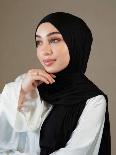 1pc Women Plus Size Solid Color Soft Hijab Head Scarf Wrap