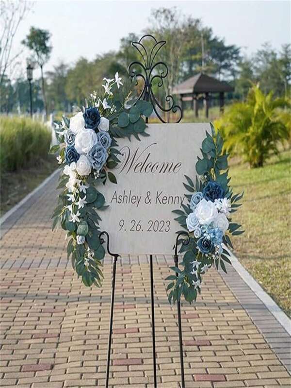 2 piezas Decoración floral del arco de boda, Arco de flores artificiales, Telón de fondo para recepción de boda, Arco de entrada, Decoración con puerta de flores para exterior, Decoración floral para sillas de ceremonia de boda, Ramo de flores realistas, Elegante decoración para mesa de comedor y escalera de boda, Producto final hecho a mano, Adecuado para el Día de la Madre, Día del Padre, Halloween y otras festividades