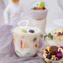 10pcs/20pcs/30pcs 250ml/360ml/500ml Round Mousse Cups With Lids, Dessert And Party Food Containers, Covered Food Containers Suitable For Desserts, Cakes, Fruits, Living Room, Kitchen And Office, Wedding, Party, Birthday, Holiday And Party Supplies