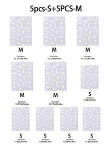 PEVA材质衣物收纳袋，雏菊印花旅行收纳袋，透明PVC衣物分类袋，防水拉链内衣收纳袋，日常雏菊图案家居衣物收纳盒，磨砂透明收纳袋，运输包装袋，适用于收纳T恤、衬衫、鞋子、文件、衣物，可重复使用磨砂密封袋，节省空间的旅行收纳袋，卧室衣物收纳整理盒，衣柜收纳整理盒 - 彩色 - 查看 17