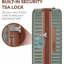 Suitcase Sets 3 Piece Hard Shell PC Expandable Lightweight Durable Carry On Travel Hand Lage With Double Spinner Wheels TSA Lock Light Green - 3PieceSet - View 8