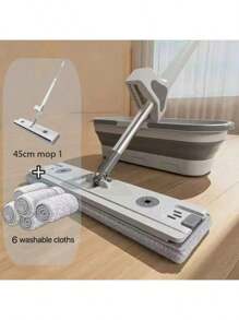 1pc 45cm Flat Mop Set, Multi-Color, New Household Mop With Extra Large Absorbent Refill Pad, Handsfree Cleaning For Bathroom