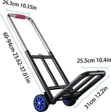 Folding Handcart For Easy Storage And Transportation, Equipped With A Retractable Anti Slip Handle For Easy Grip And Movement. Includes Two Detachable Elastic Bands For Securely Securing Goods During Transportation - Black - View 10