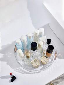 1 szt. 360° obrotowy stojak do przechowywania, 3-poziomowy wielofunkcyjny organizer do makijażu, półka na książki, taca na biurko, odpowiedni do pędzli do makijażu, produktów do pielęgnacji skóry, perfum, łazienki, blatu kuchennego