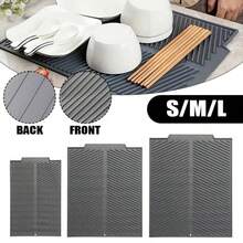 1pc/3pcs,S/M/L,Silicone Kitchen Dish Drying Mat Drainer Mat Protection Heat Resistant Counter Top Mat Sink Non Slip For Coffee Shops Bars Tools(Gray/White) - Multicolor - View 11
