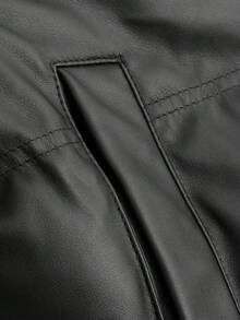 Women's Quilted Leather Puffer Jacket - Black - View 11