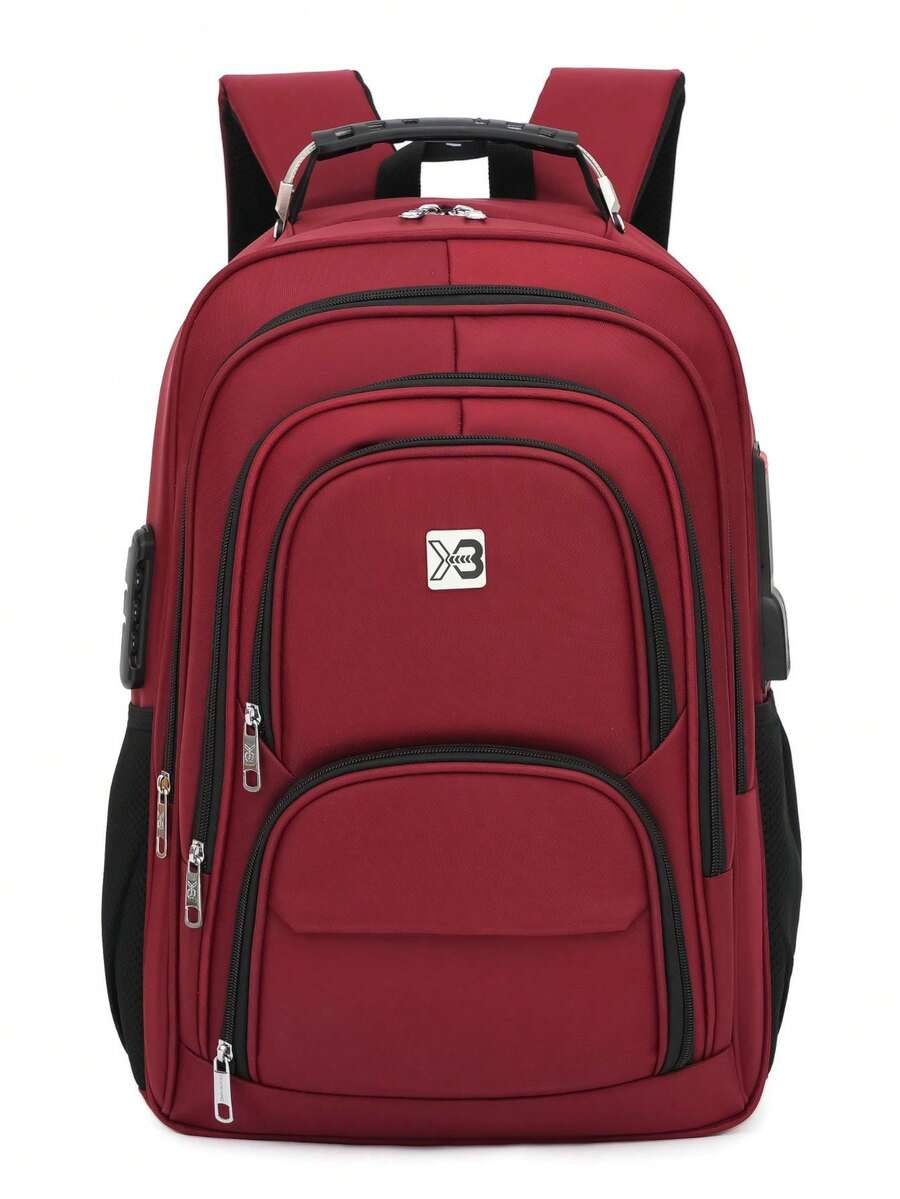 Mochila Notebook Executiva Escola Impermeavel Resistente Costura Reforçada  Cabo Aux Usb Fone Ouvido XIAOBANG - Vermelho - Visão 1