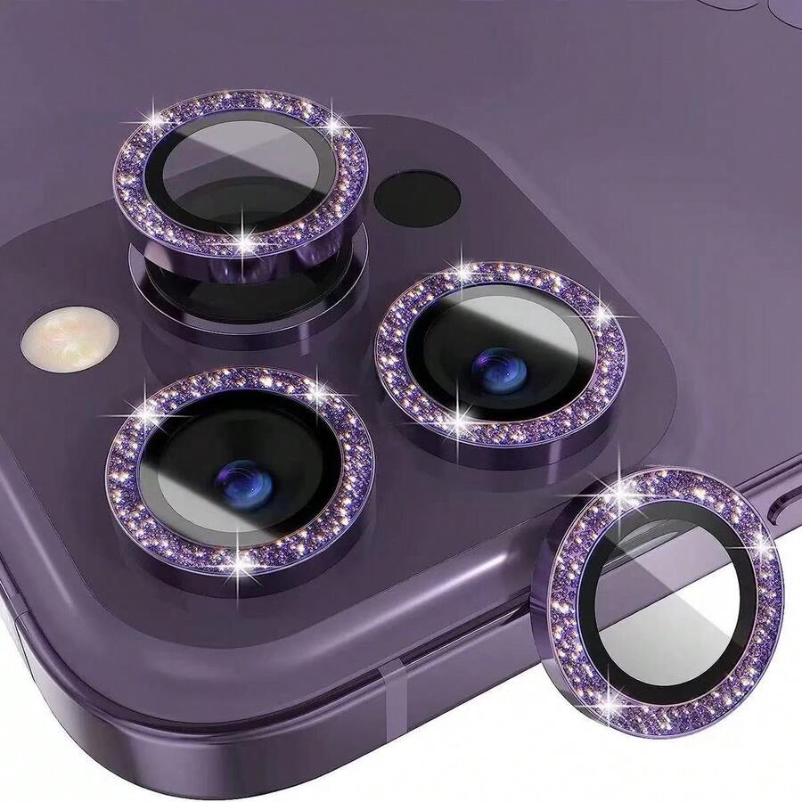 Glitter Shiny Camera Lens Protector Kit For All Models/XR/11/11PROMAX/12/12PROMAX/13/14/14PROMAX/15/15PROMAX/16/16PULS/16PROMAX - 紫色 - 查看 1