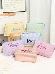 Personalized Name Children's Back To School Baby Bag Storage Bag, Anti-Dirty Travel Bag, Zipper Closure, Diaper Bag Packaging, Toiletries Or Cosmetics Storage Bag Baby Diaper Bag Necessities, School Supplies, Large Capacity Cosmetic Bag, Bridesmaid Bridal Gift, Cosmetic Storage Bag, Lettered Toiletry Bag, Embroidered Cosmetic Bag,School Things For Girls/Boys