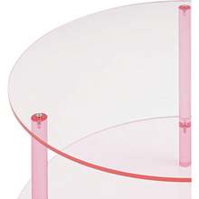 HOHOBLA Modern Acrylic Side Table - 2-Tier Round Coffee Table For Living Room, Bedroom & Office, Pink End Table With Freestanding Design - 粉色 - 查看 7