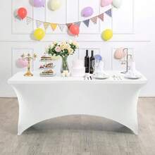 1 包 4-10 英尺桌布，贴合式长方形桌布，弹力面料，6 英尺免熨烫，适用于派对、展会、宴会、婚礼、鸡尾酒会等场合。 - 多色 - 查看 3