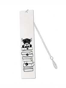 Graverat bokmärke i rostfritt stål - söt höglandskon-design, perfekt present till lärare och bokälskare, skolmaterial, tillbaka till skolan - Silver - Visa 3