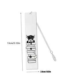 Graverat bokmärke i rostfritt stål - söt höglandskon-design, perfekt present till lärare och bokälskare, skolmaterial, tillbaka till skolan - Silver - Visa 5