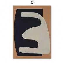 1 幅可选画框斯堪的纳维亚抽象墙面艺术条纹线条曲线女孩几何高清帆布海报印刷品家居卧室客厅装饰 - 彩色 - 查看 12