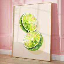 1PC Fashion Pink Disco Lemon Grape Apple Cherry Strawberry Poster Print Fashion Wall Art Picture Decor Frameless Canvas Painting Optional Frame ,Wall Art With Frame
