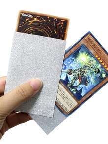 100 个卡夹，带 2 层卡片保护膜，哑光银色和闪亮 DTCG 存储，棋盘风格卡套，软卡套，便士套，卡片保护套，节日卡夹