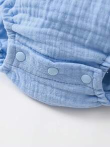 MommBaby Baby Girl Casual Flower Embroidery Ruffle Trim Romper, Summer