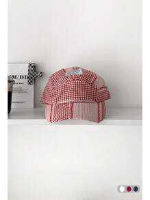 1pc Soft Top Retro Plaid Visor Hat, Women Large Brim Sun Protection Five Panels Cap, Streetwear Flat-Brim Casual Hip-Hop Baseball Cap, Suitable For Spring/Summer, Unisex