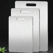 1pc Antibacterial Stainless Steel Cutting Board, Dual-Side Chopping Board For Home Kitchen