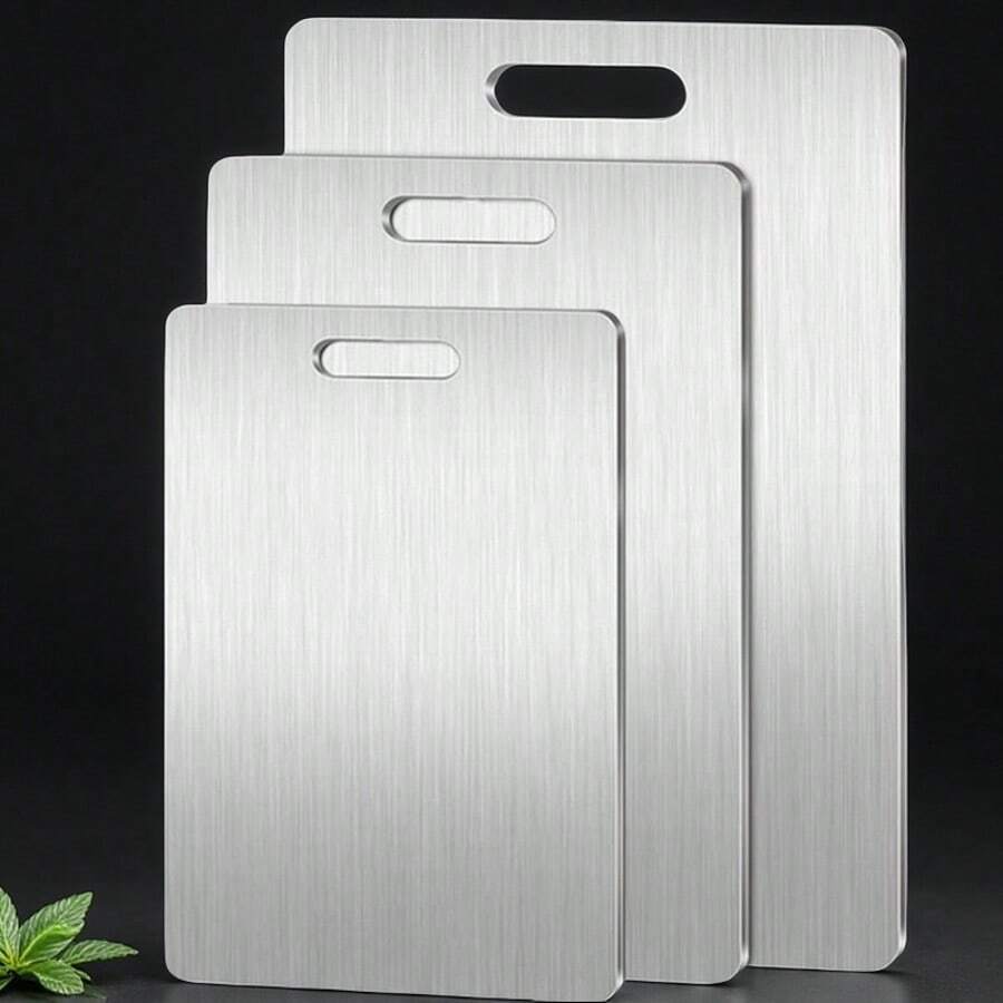 1pc Antibacterial Stainless Steel Cutting Board, Dual-Side Chopping Board For Home Kitchen