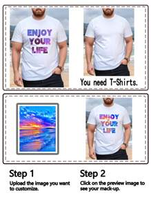 Customized Plus Size Men's T-Shirt, Personalized Graphics/Text, Plus Size Men's Clothing, Loose Fit Plus Size Summer T-Shirt, Upload Your Text/Message/Greetings, Selfie/Family/Logo/Pet Photo Customization, Birthday/Father's Day/Valentine's Day Holiday Customization, Team/Outdoor Wear Customization, Personalized Graphic Round Neck Loose Fit Plus Size Short Sleeve Men's T-Shirt, Holiday Gift, Birthday Gift Customization, Plus Size Men's T-Shirt, T-Shirt Graphics Customization, Summer Plus Size Men's Top