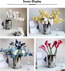 Silber Blume Vase, 9,2 Zoll hoch Minimalist Keramik Vase, eklektische Blumentopf für Home Office Tischdekoration Housewarming Hochzeit Geburtstag Festival Geschenk