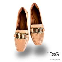 Julia Women's Square Toe Pumps With Buckle | Nude Varnish Scales – Textured, Delicate. - Beige - View 3