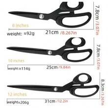 1 件 8-12 英寸盒装缝纫/布料剪刀，家用手动不锈钢高温发黑工艺