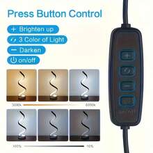 2 zestawy nowoczesnych lampek stołowych, przyciemniane spiralne lampki nocne, 3-kolorowa lampa biurkowa LED o 10 jasnościach do sypialni, salonu, biura