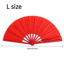 1pc Red Plastic Ribs Fan, Tai Chi Kung Fu Performance Fitness Fan, Dance Fan, Accessory For Red Costumes Summer Cooling,Beach,Travel - Red - View 4