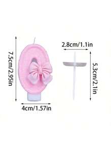 1pc-12pcs Straight Candles Creative Number Candles Cute Bowknot Birthday Candles Holiday Party Anniversary Cake Candles Pink