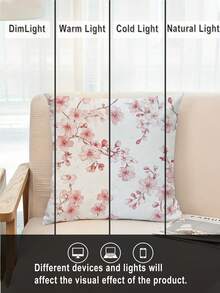 4pcs Contemporary Floral Velvet Throw Pillow Covers, Soft Cosy, One Sided Printing, Pink White, Polyester 100%, Machine Washable, Zipper Closure, For Summer Living Room, Bedroom, Sofa, Bed Decor - Pink - View 5