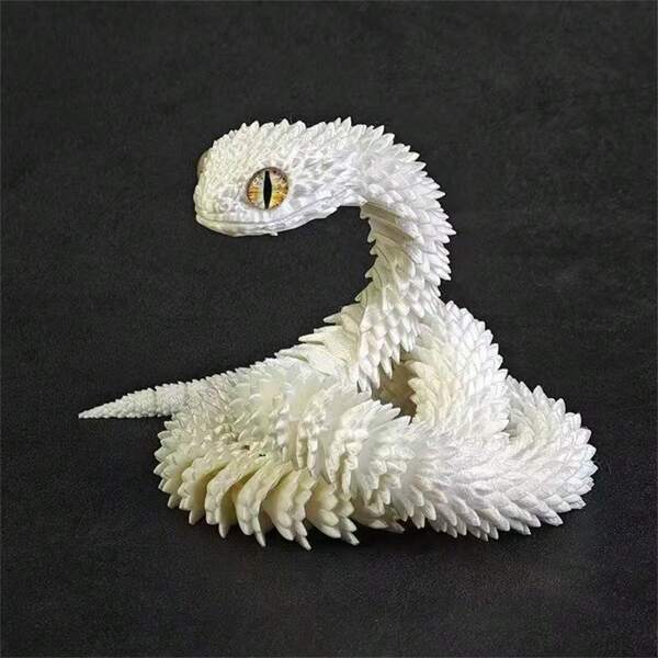 1 pezzo 30cm Giocattolo decorativo stampato in 3D a forma di serpente e vipera, giocattolo anti-stress divertente, modello di simulazione manuale con giunti flessibili, decorazione artigianale, regalo perfetto per casa e ufficio, colore degli occhi casuale, ornamento da scrivania, adatto come regalo di festa e souvenir di compleanno