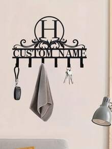 Personalized Key Holder Wall Mount - Custom Family Name Key Holder For Wall, Metal Key Rack Hook Organizer, Coat Rack, Key Hanger Wall Decor For Kitchen, Entryway, Bedroom, Hallway,Chic Autumn