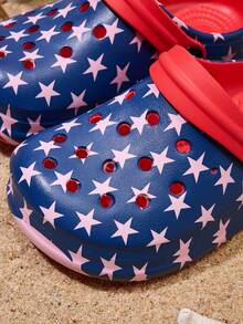 1双男童舒适休闲轻便透气藏蓝色星形印花护趾沙滩凉鞋 - 紅色 - 查看 5