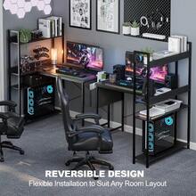 100x80 Cm L Shaped Gaming Desk With Reversible Storage Shees Computer Desk Home Office Corner Study Writing Table With Hutch Study Black - Black - View 5