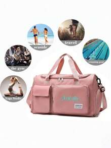 1 pezzo Borsa da viaggio multifunzionale personalizzabile per donne, borsa da palestra con scomparto asciutto/bagnato, manica trolley convertibile, borsa a tracolla con ricamo alla moda, borsa a tracolla pieghevole con scomparto per le scarpe, ottimo regalo per madre, amici, Natale, San Valentino, Festa della Mamma, Festa dell'Insegnante, Festa degli Infermieri, compleanno, forniture scolastiche, studenti di scuola media, studenti di scuola superiore, studenti universitari, matricole, studenti del secondo anno, studenti più giovani