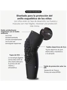 1 Par Rodilleras Deportiva Anticolisión Basquetbol Elastica Compresion Protector Rodilla Para Niños - Negro - Ver 8