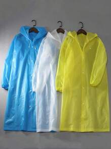 1pc Adult Raincoat, Fashionable Thick EVA Outdoor Travel Lightweight Open Poncho Rainwear