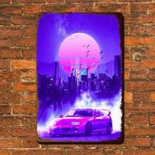 1PC Neon Street Racing Poster, Retro 80s Art, Vintage Car Artwork, Perfect For Garage, Bedroom, Man Cave, Neon Decor, Racing Fan Poster, Futuristic City Art, Street Culture Wall Art - Multicolor - View 4