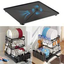 3 Tier Kitchen Dish Drying Rack - Large Capacity Carbon Steel Organizer With Removable Drainage, Multi-Layer & Basket Design For Dishes, Bowls, Utensils, Space Saving, Great Housewarming & Christmas Gift, Utensil Holder