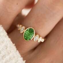 1 pezzo Anello elegante e di lusso con design a ellisse, adatto per feste, banchetti, fidanzamenti, regalo di gioielleria per San Valentino