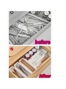 1/2 Stücke Ausziehbare Besteck Aufbewahrungsbox, Schubladen Organizer Set, ausziehbare Schublade Ablage, Schubladenaufbewahrungsbox für Schlafzimmer, Bad, Küche, Büro, zum Organisieren von Kochgeschirr, Geschirr & Dekorationen für Alltag/Feiertage/Raumdekoration - Weiss - Übersicht 3