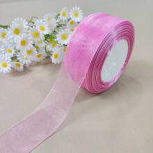1 Roll 4cm Wide 45m Length Luxury Tulle Ribbon Bowknot Organza Fabric Flowers Gift Wrapping Sewing Accessories, For Birthday Party, Bridal Wedding, Holiday Gift, Rainbow Sheer Organza Ribbon, Width 1.57 Inch, Length 45m, Multi-Color, Suitable For DIY Rose, Fresh Flower Gifts Packaging, Wedding Party Bows, Applicable For Bouquets, Hair Accessories, Christmas And Easter Party Decoration, Valentine's Day Gift Wrapping, Bohemian Style, Wedding Ceremony Venue Decor, Bridal Shower