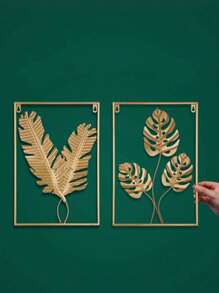 1pc Nordic Metal Leaf Iron Wall Hanging Decor, Plant Ginkgo Palm Maple Leaves Wall Pendant Mural Living Room Bedroom Home Decoration Room Decor Bedroom Decor Wall Decor