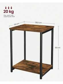 Set Of 2 Side Tables, 2-Tier Sofa Side Tables, Bedside Tables With Steel Frames, For Living Room, Bedroom, Home Office, Industrial Style, Rustic Brown And Black - 棕色 - 查看 7