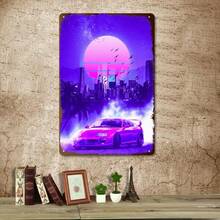 1PC Neon Street Racing Poster, Retro 80s Art, Vintage Car Artwork, Perfect For Garage, Bedroom, Man Cave, Neon Decor, Racing Fan Poster, Futuristic City Art, Street Culture Wall Art - Multicolor - View 6