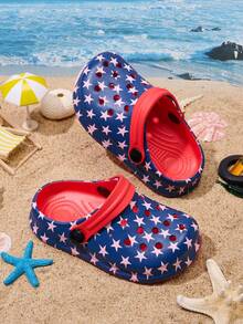 1双男童舒适休闲轻便透气藏蓝色星形印花护趾沙滩凉鞋 - 紅色 - 查看 2